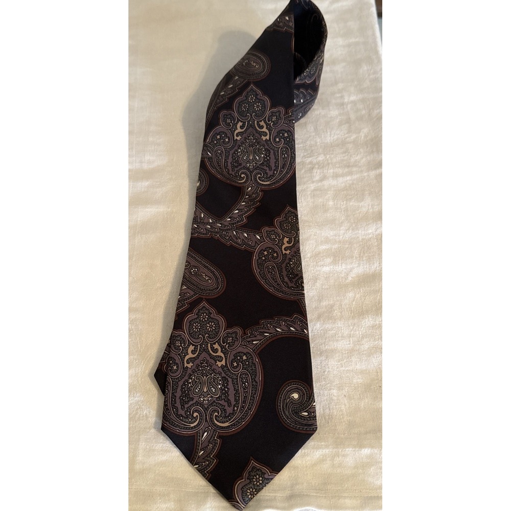 Schreter Extra Long Men's  Brown Paisley Tie. Large Paisleys Quality Tie